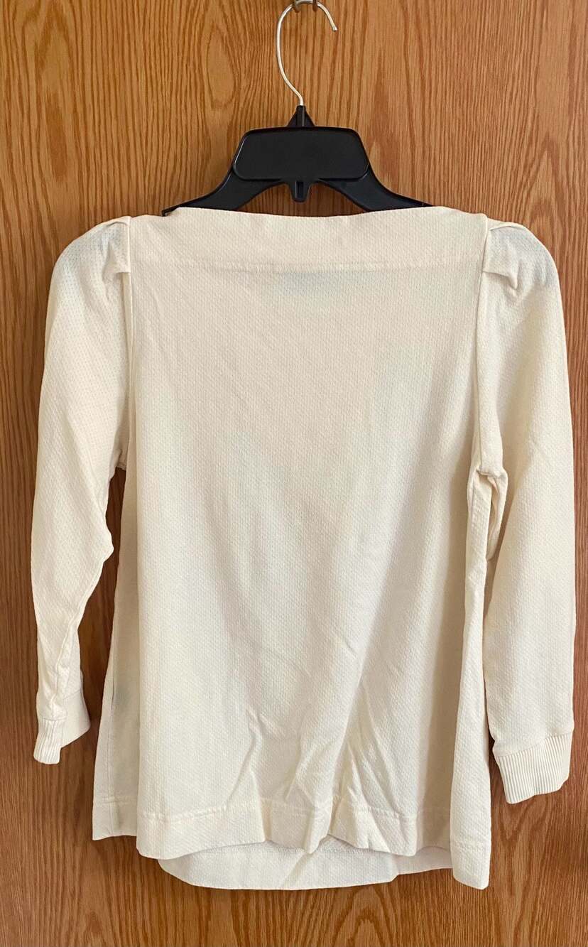 Marc by Marc Jacobs Women's Cream Textured Long Sleeve Top with Bow Detail - Picture 3 of 5